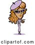 Vector Clip Art of Retro Lady in a Purple Hat, Sunglasses and Suit, Standing and Presenting by Andy Nortnik