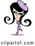 Vector Clip Art of Retro Lady in a Purple Suit, Hat and Shades, Leaning with Her Arms Crossed by Andy Nortnik