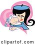 Vector Clip Art of Retro Lady Mom Hugging Her Baby over a Heart by Andy Nortnik
