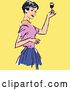 Vector Clip Art of Retro Lady Raising Her Wine Glass to Toast by Brushingup
