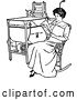 Vector Clip Art of Retro Lady Reading by an Antique Laundry Machine by Prawny Vintage