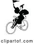 Vector Clip Art of Retro Lady Riding a Bicycle with a Flag by Prawny Vintage