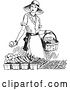 Vector Clip Art of Retro Lady Shopping for Produce by Picsburg