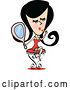 Vector Clip Art of Retro Lady Sitting on a Stool and Applying Lipstick by Andy Nortnik