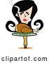 Vector Clip Art of Retro Lady Smelling and Carrying a Roasted Thanksgiving Turkey by Andy Nortnik