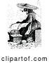 Vector Clip Art of Retro Lady Smoking a Pipe and Sitting by Baskets by Prawny Vintage