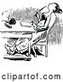 Vector Clip Art of Retro Lady Thinking and Writing a Letter by Prawny Vintage