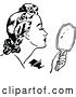 Vector Clip Art of Retro Lady Using a Hand Mirror by Prawny Vintage
