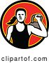 Vector Clip Art of Retro Lady Working out with a Kettlebell by Patrimonio