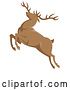 Vector Clip Art of Retro Leaping Elk Buck by Patrimonio