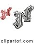 Vector Clip Art of Retro Letter N in Red and by Vector Tradition SM