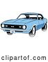 Vector Clip Art of Retro Light Blue 1968 Chevrolet SS Camaro Muscle Car with a Chrome Bumper by Andy Nortnik