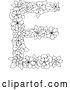Vector Clip Art of Retro Lineart Floral Capital Letter E Design by Vector Tradition SM