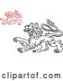 Vector Clip Art of Retro Long Haired Heraldic Lions by Vector Tradition SM