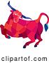 Vector Clip Art of Retro Low Poly Angry Red Geometric Texas Longhorn Steer Bull by Patrimonio