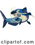 Vector Clip Art of Retro Low Poly Geometric Blue Catfish Swimming by Patrimonio