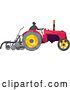 Vector Clip Art of Retro Low Poly Geometric Farmer Operating a Plow Tractor by Patrimonio