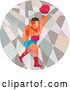 Vector Clip Art of Retro Low Poly Geometric Male Boxer Punching in a Circle by Patrimonio