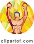 Vector Clip Art of Retro Low Poly Geometric Male Crossfit or Gymnast Athlete Doing Kipping Pull Ups on Still Rings by Patrimonio