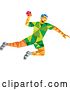 Vector Clip Art of Retro Low Poly Geometric Male Handball Player Jumping by Patrimonio