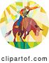 Vector Clip Art of Retro Low Poly Geometric Rodeo Cowboy Riding a Bull in a Circle by Patrimonio