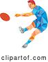 Vector Clip Art of Retro Low Poly White Male Rugby Player Kicking by Patrimonio