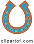 Vector Clip Art of Retro Lucky Blue, Red and Orange Horseshoe by Andy Nortnik