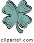 Vector Clip Art of Retro Lucky Green Clover with Four Leaves by Andy Nortnik