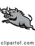 Vector Clip Art of Retro Mad Angry Razorback Boar Leaping by Patrimonio