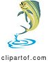 Vector Clip Art of Retro Mahi Mahi Dolphin Fish Jumping by Patrimonio