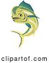 Vector Clip Art of Retro Mahi Mahi Dolphin Fish Swimming 2 by Patrimonio