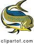 Vector Clip Art of Retro Mahi Mahi Dolphin Fish Swimming 4 by Patrimonio