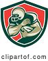Vector Clip Art of Retro Male American Football Player Fending in a Green White and Red Shield by Patrimonio