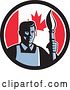 Vector Clip Art of Retro Male Artist with a Paintbrush in a Canadian Flag Circle by Patrimonio