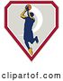 Vector Clip Art of Retro Male Basketball Player Doing a Jump Shot in a Shield by Patrimonio
