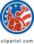 Vector Clip Art of Retro Male Basketball Players in an American Flag Circle by Patrimonio