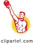 Vector Clip Art of Retro Male Bodybuilder Lifting a Kettle Bell by Patrimonio