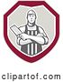 Vector Clip Art of Retro Male Butcher with a Knife in a Shield by Patrimonio