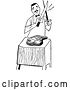 Vector Clip Art of Retro Male Chef Cutting Meat by BestVector