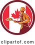 Vector Clip Art of Retro Male Chef with a Pizza on a Peel in a Canadian Flag Circle by Patrimonio