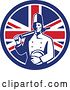 Vector Clip Art of Retro Male Chef with a Plate and Rolling Pin in a Union Jack Flag Circle by Patrimonio