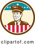 Vector Clip Art of Retro Male Commercial Aircraft Pilot in a Brown White and American Themed Circle by Patrimonio