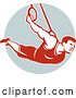 Vector Clip Art of Retro Male Crossfit Athlete or Gymnast on Still Rings in a Circle by Patrimonio