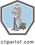 Vector Clip Art of Retro Male Custodian Janitor in a Shield by Patrimonio