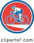 Vector Clip Art of Retro Male Cyclist in a Blue White and Red Circle by Patrimonio