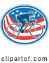 Vector Clip Art of Retro Male Cyclist in an American Flag Oval by Patrimonio