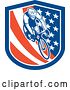 Vector Clip Art of Retro Male Cyclist in an American Flag Shield by Patrimonio