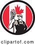 Vector Clip Art of Retro Male Janitor with a Mop in a Canadian Flag Circle by Patrimonio
