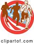 Vector Clip Art of Retro Male Marathon Runner Ahead of Others over an American Circle by Patrimonio