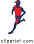 Vector Clip Art of Retro Male Marathon Runner in Red and Navy Blue by Patrimonio